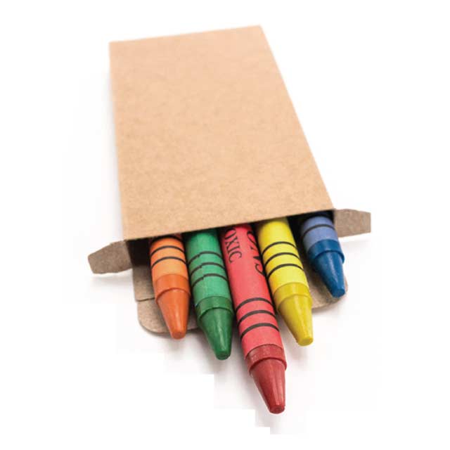 Set Of 6 Crayons In Natural Cardboard Box